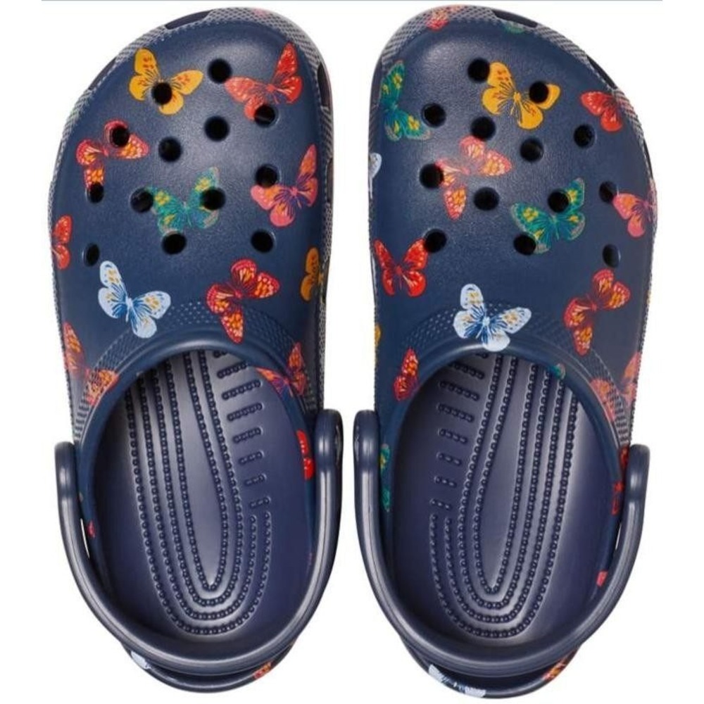 Crocs Classic Vacay Vibes Clog Womens 11 Navy Butterfly Print 206375